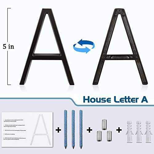 5" Metal Floating House Numbers,Ranslen Black Zinc Alloy Solid Modern House Address Number,Anti-Rust House Numbers Decorative Address Sign For Door Garden Mailbox With Nail Kit,Coated Black,Letter(A) #TOP1
