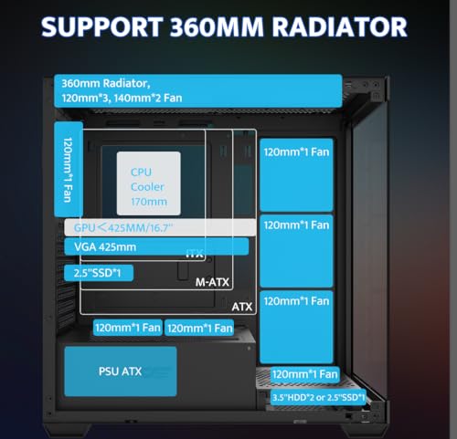 Darkflash DS900 Atx Mid-Tower Pc Case, Pre-Install 4 Pwm Argb Fans Computer Case thumb #5