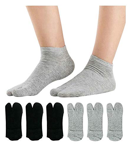 Image of Women's Solid 2 Toe Flip Flop Tabi Socks Geta Ankle Cotton 5 /6 Pairs