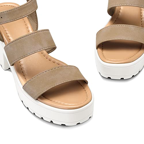 mysoft Women's Platform Sandals Ankle Strap Open Toe Lug Sole 3 Inch Chunky Block Heeled Sandals3