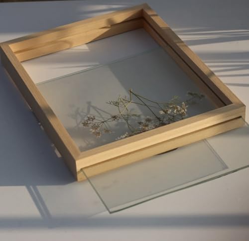 Image of Abhikalpya Art studio A4 Floating Wooden Frame 8x12 inch Empty for any plant leaf decoration, picture, DIY Gift item 30.48 X 20.32 Centimeters (Wooden) (Table top)