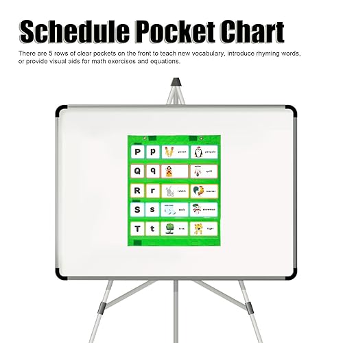 Alomejor Magnetic Pocket Chart for Students 5 Rows Transparent Pockets Classroom Pocket Chart Schedule Chart for Home School (Green) - Image 4