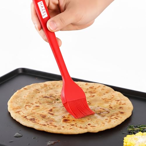 Image of HAZEL Silicone Brush 8 inch (Red)| Heat Resistant Oil & Butter Brush for Baking, BBQ, and Cooking | Non-Stick, Flexible & Easy to Clean Kitchen Basting Brush