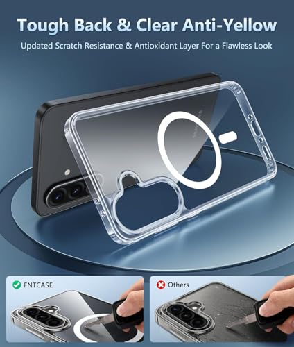 Image of DIZORO Crystal Clear Magnetic Compatible with Samsung A36 Back Cover case with Anti-Yellow ( Compatible with Magsafe ) Anti-Scratch | Shockproof Transparent Cover