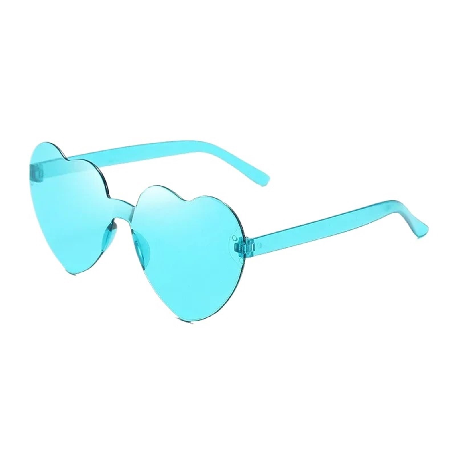 20pcs Heart Loving Sunglasses for Women Jelly Color Frameless Shaped One-piece Glasses Dazzling For Night Out Party