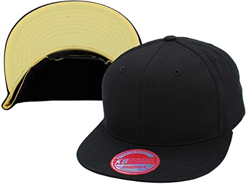 Image of KBETHOS Classic Snapback Hat Blank Cap Underbrim Cotton Wool Blend Flat Visor Adjustable Unisex
