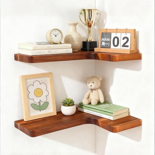 Vainaive Floating Corner Shelves, Wall Shelf Set of 2, Shelves