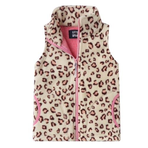 LittleSpring Kids Fleece Vest with Fur Lined Zip Up Warm Thickening Winter Sleeveless Jacket