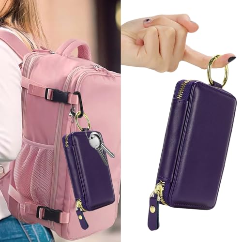 Image of Compatible with MagSafe Wallet,Magnetic Wallet for iPhone iPhone 16 Pro Max /15 Pro /14 Plus /13 /12 Series,Leather Zipper Pocket Card Holder Adjustable Stand-Light purple