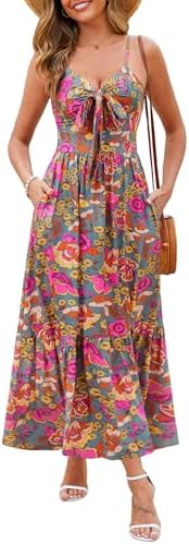 Kranda Women 2026 Summer Sundress High Waist Tie Front Spaghetti ...