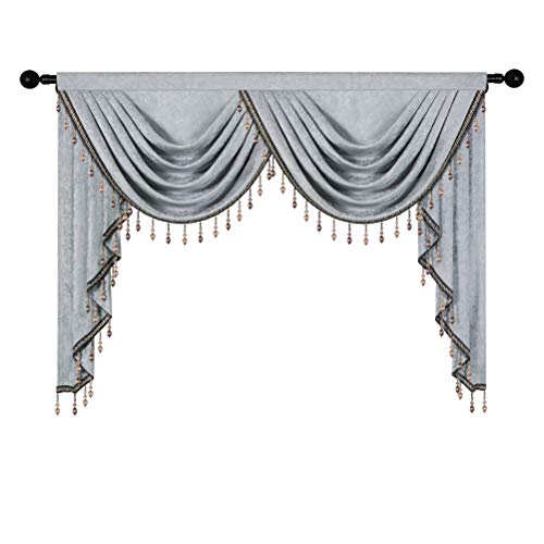 ELKCA Thick Chenille Window Curtains Valance for Living Room Silver