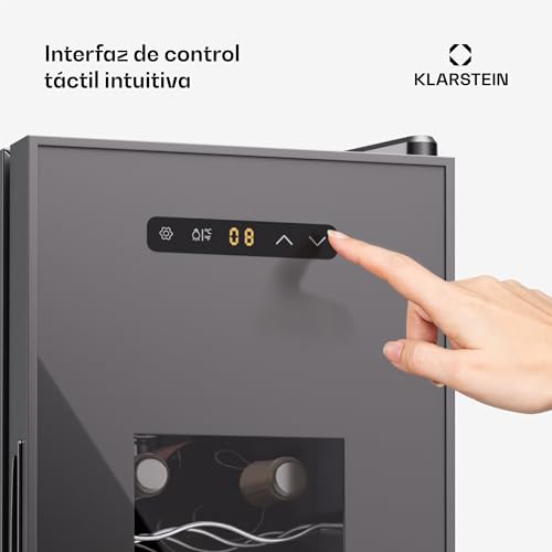 KLARSTEIN Nevera para vino independiente 1 zona, Nevera para vino pequeña con puerta de cristal, Nevera para botellas interior/exterior, 12 botellas - imagen 6
