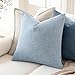 MIULEE Pack of 2 Decorative Linen Burlap Textured Pillow Covers Farmhouse Boho Accent Pillowcases Spring Coastal Home Decor for Couch Sofa Bedroom Living Room 18x18 Inch Light Blue