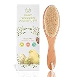 Baby Hair Brush for Newborn - Natural Wooden Baby Hairbrush Comb with Soft Goat Bristles for Cradle Cap - Perfect Scalp Grooming Hairbrush Comb Kit for Infant, Toddler, Kids (Brown, Oval)