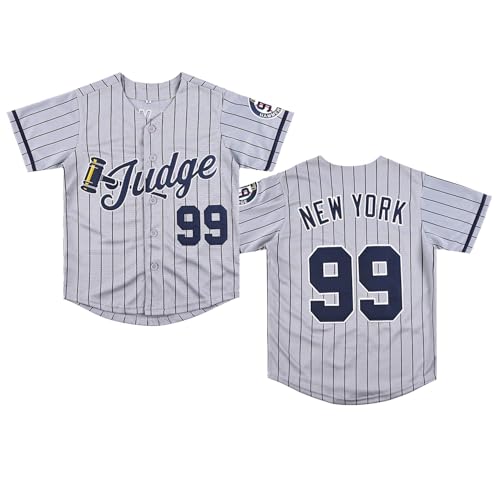 Youth New York 99 Baseball Jerseys Stitched Shirts Hip Hop Kids Uniforms for Xmas Party Gift (Gray X-Small)