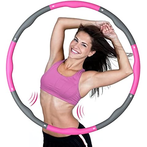Weighted Hula Hoop Adult Fitness, 1.2KG Hoola Hoops with Wave Massage Head, 100cm Large Size Adjustable 6-8 Sections Tubes, Suitable for Adults/ Children/ Kids Exercise Cover
