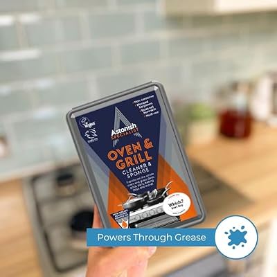 Astonish Specialist Oven & Grill Cleaner & Sponge, 250g Powerful Degreasing Paste with Orange Oil, Restores Shine Without Harsh Chemicals For Ovens, Grills, Racks & Toughened Glass