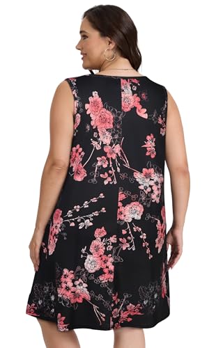 Image of elescat Plus Size Summer Dresses for Women Sleeveless Pockets Beach Tshirt Tank Sundress 2026
