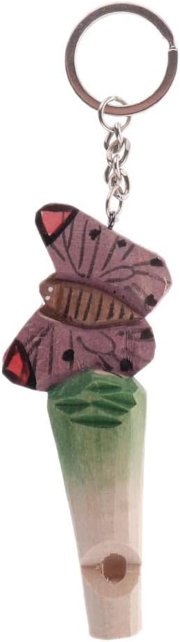 Wooden Carved Animal Whistle Key Chain Key Rings Charms Butterfly 9.5x4cm Beads & Jewelry Making | Charms & Pendants