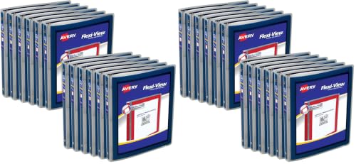 Avery Flexi-View 3 Ring Binder, 1/2 Inch Round Rings, 12 Navy Blue Binders (15766) (Pack of 2)