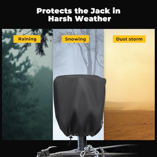 Electric Tongue Jack Cover, BougeRV 600D Universal Trailer RV Electric Tongue Jack Protective Cover (Size 14″H x 5″W x 10″D)