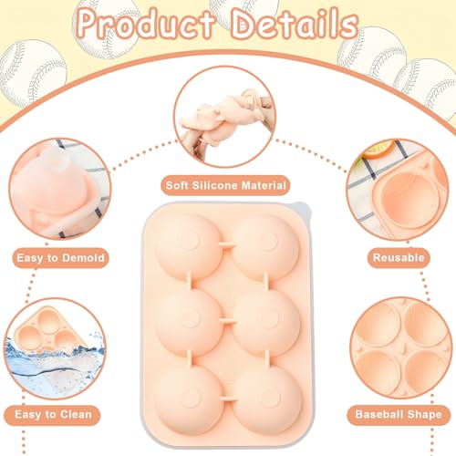 Molde de silicona para cubos de hielo forma béisbol miniatura 3