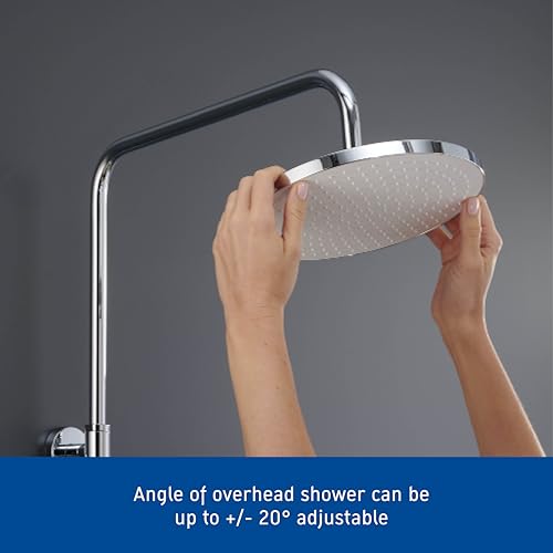 Duravit Shower System, Water-Saving Shower System, Shower Head with 3 Spray Types (Rain, Intense Rain, Soft Rain), Shower Head Angle Adjustable, Shower Set Easy to Clean, Brushed Stainless Steel