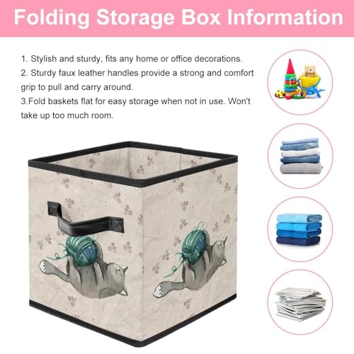 Boîte de rangement pliable chat pour jouets et vêtements