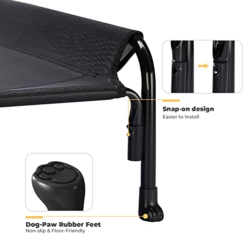 Veehoo Elevated Dog Bed, Outdoor Raised Dog Cots Bed For Large Dogs, Cooling Camping Elevated Pet Bed With Slope Headrest For Indoor And Outdoor, Washable Breathable, X-Large, Black, Cwc2204 #TOP3