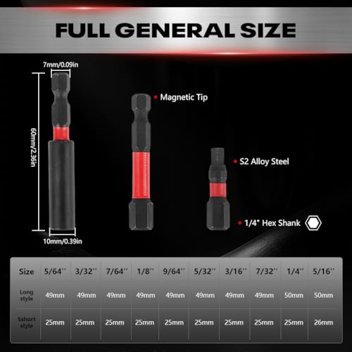 Image of Serplex 21pcs Allen Wrench Drill Bits, S2 Steel 1 /4 inch Hex Bit Set, CNC Tip Screwdriver Bits, Drill Bit, Impact Hex Bits Set for Electronic Devices Disassembly-Red