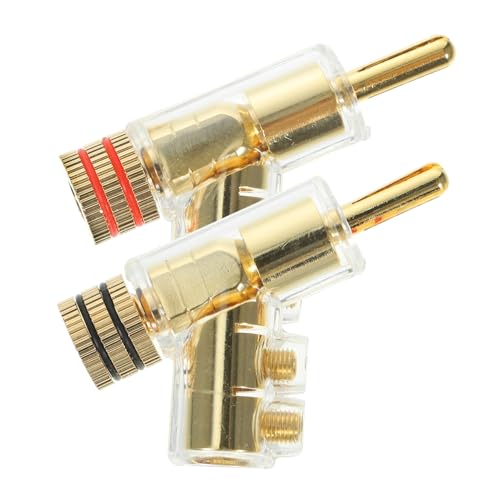 Conector banana ángulo sin soldadura que evita roturas de cables en amplificadores