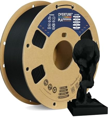 OVERTURE PLA Plus (PLA+) Filament 1.75mm, Stronger & More Durable, Professional Toughness 3D Printer Filament 1kg (2.2lbs), High Precision +/- 0.02mm, Tangle-Free (Black)