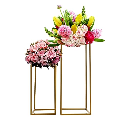 HOARLICN Columna de flores, columna decorativa barra decorativa para mesa cuatro estantes grandes diferentes de hierro con base de color para decoraciones de bodas, fiestas, cumpleaños