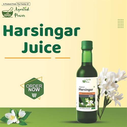 Image of AYURVED POWER Harsingar Juice | Night Jasmine Parijat Harshringar Leaf Juice - 500 ml | Fresh Harshringar Leaves | Natural Pain Reliever For joints & muscles pain - Pack of 1
