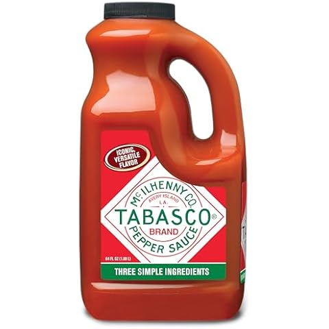 TABASCO® Brand Original Red Pepper Sauce, Medium Hot Sauce, Bulk Plastic Jug, Classic & Versatile, Three Simple Ingredients, For Large Recipes & Marinades, Great on Everything, 64 Fl Oz (Pack of 1) Cover