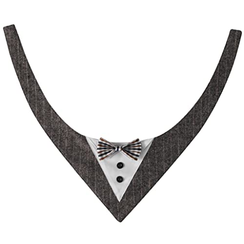 Dog Bandana Costume Suit With Bow Tie Clothes Tuxedo Attire Birthday Graduation Wedding Halloween Party Favors (Brown) #TOP2