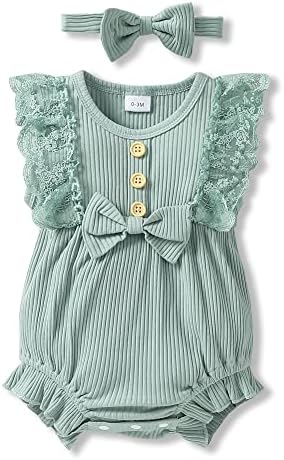 SANMIO Baby Girl Romper Clothes Newborn Girls Lace Ruff Jumpsuit for 0-18 Months Girl Outfits Infant Baby Girl Clothe Set