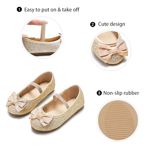 Image of GINFIVE Toddler Girls Dress Shoes Little Girls Mary Janes Ballerina Flats Shoes Toddler