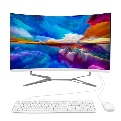 Image of 27 inch FHD Curved All-in-One Desktop Computer PC,I3-8100T Quad-Core,16GB RAM 512GB SSD, WiFi Bluetooth, Keyboard & Mouse, All in One PC for Home, Business, Office, Gaming