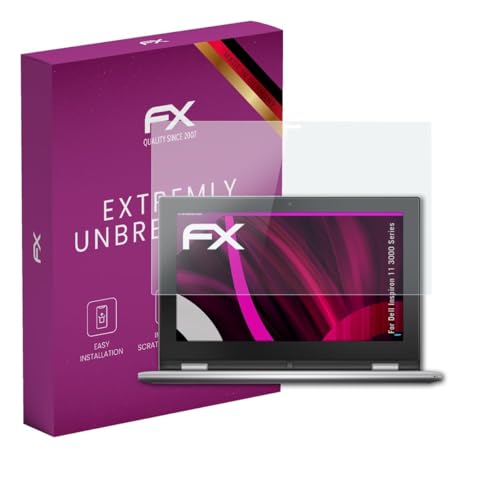atFoliX Glasfolie kompatibel mit Dell Inspiron 11 3000 Series Panzerfolie, 9H Hybrid-Glass FX Schutzpanzer Folie