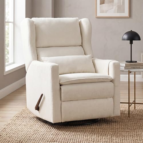 Rhevoy Large Nursery Glider Recliner,Rocking Chair Nursery with Lumbar Support,