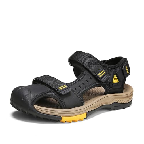 Mens Hiking Sandals Closed Toe Athletic Sport Sandals Leather Lightweight Trail Walking Casual Water Shoes