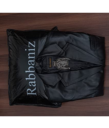 Hgobo Men's Lambskin Leather Blazer Coat (Large - For Chest 42-44, Black) #TOP2
