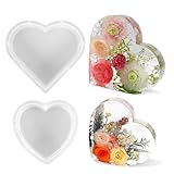 SWUAVD 2 moldes grandes de resina de corazón, moldes de resina epoxi profunda para la preservación de ramos de flores, moldes de silicona grandes para fundición de resina, adornos creativos de