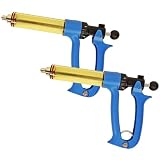 2-Piece 50ml Semi Automatic Livestock Syringe, Luer Lock Interface Cattle Vaccine Gun, 5 Gears Dose Accurate Adjustable Repeating Veterinary Syringe, Cow Goat Pig Sheep Syringe