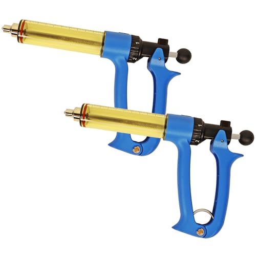 2-Piece 50ml Semi-Automatic Livestock Syringe,Luer-Lock Cattle Vaccine Gun