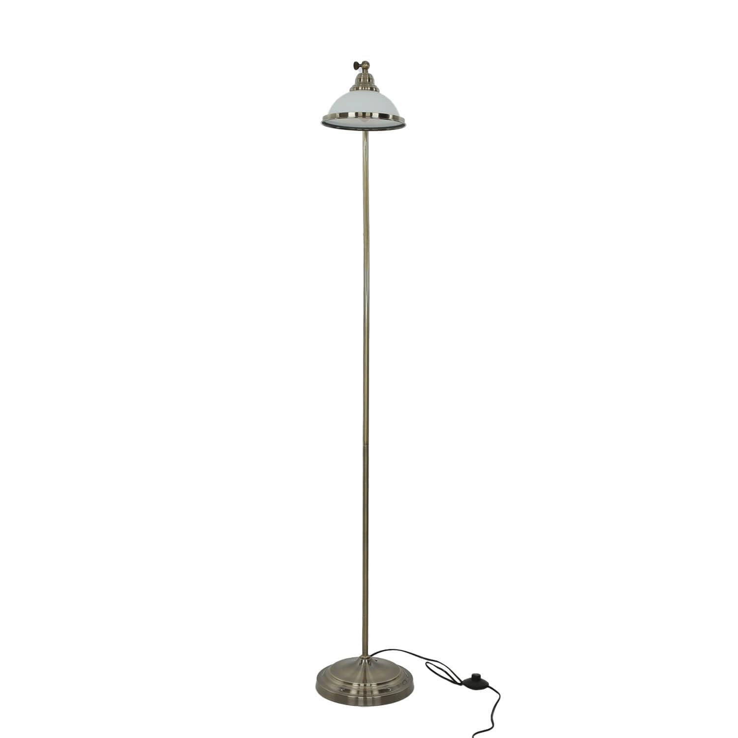 Licht-Erlebnisse Jugendstil Stehlampe Messing Antik – Elegante Stehlampe mit Kabelschalter – Klassische Stehleuchte Wohnzimmer – 159 cm – E27 – Leselampe Antik