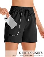 REWKOY 5 Inch Womens Athletic Shorts Basic Gym Workout Shorts Quick Dry Lightweight Running Shorts with Pockets Black L — image 3