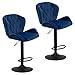 Barhocker 2er Set Höhenverstellbar 360° Drehstuhl Barstuhl mit Samt -Bezug Küchenstühle mit Rückenlehne und Fußstütze Belastbarkeit 120kg, Blau