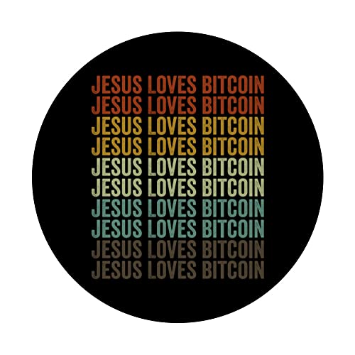 Jesus Loves Bitcoin Cryptocurrency Crypto Miner PopSockets Swappable PopGrip, Black - Image 3